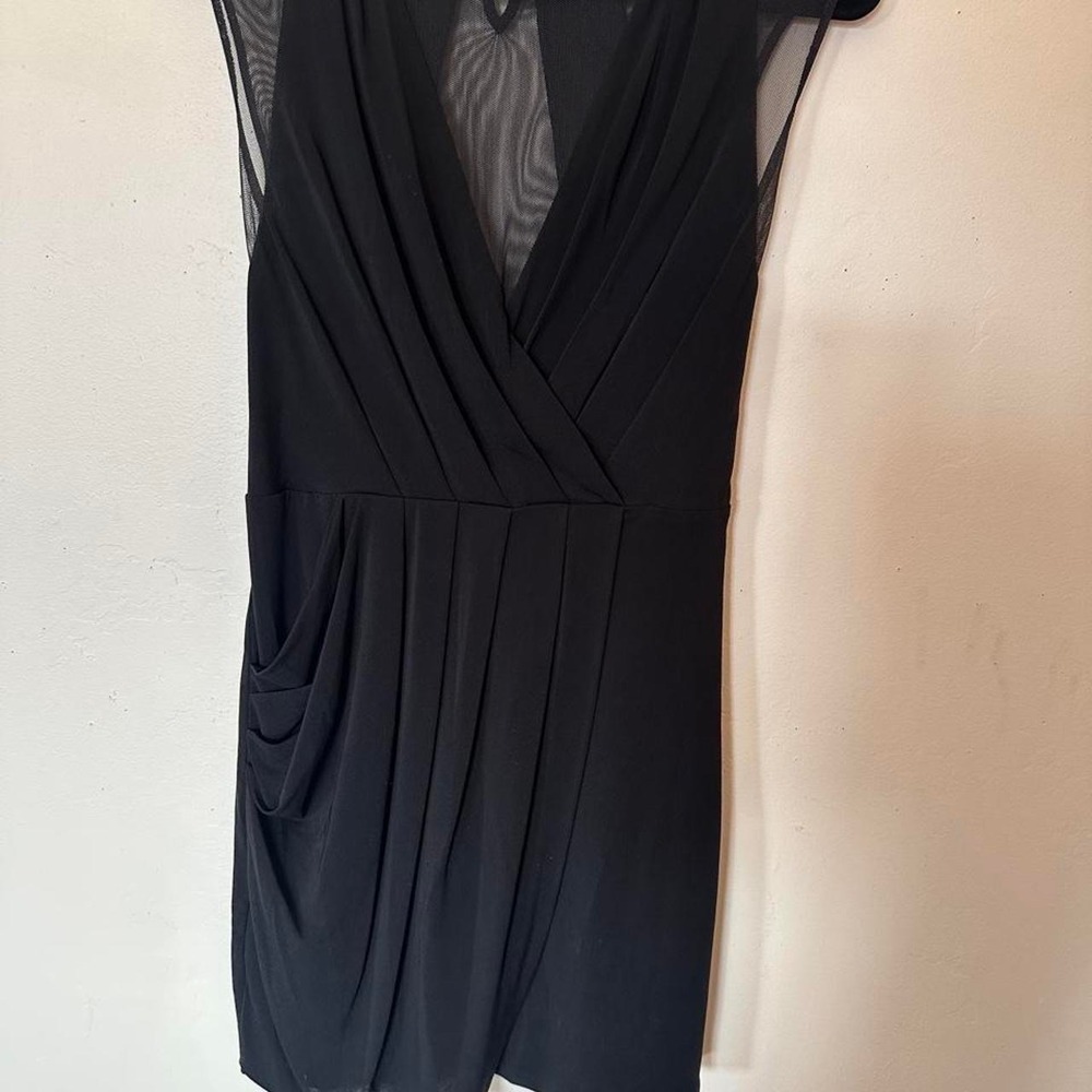 Black mini dress with mesh detail and zipper back size XS